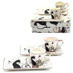 Duo šálky 90 ML Mačky s obdĺž.podšálkou