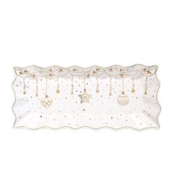 Podnos obdĺžnikový zlatý dekor vianočný